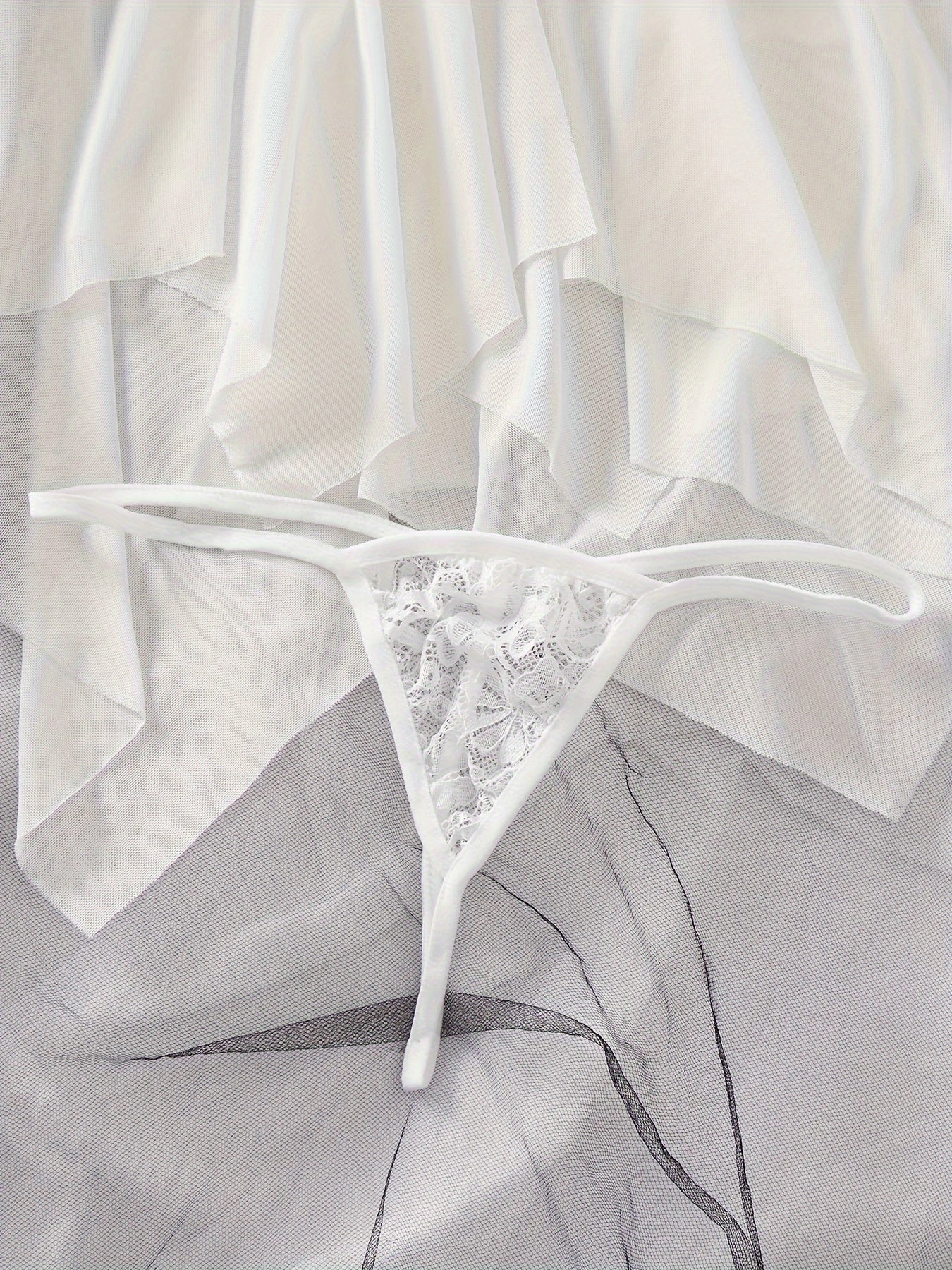 Women's Lace Patchwork Suspender Dress with Adjustable Straps