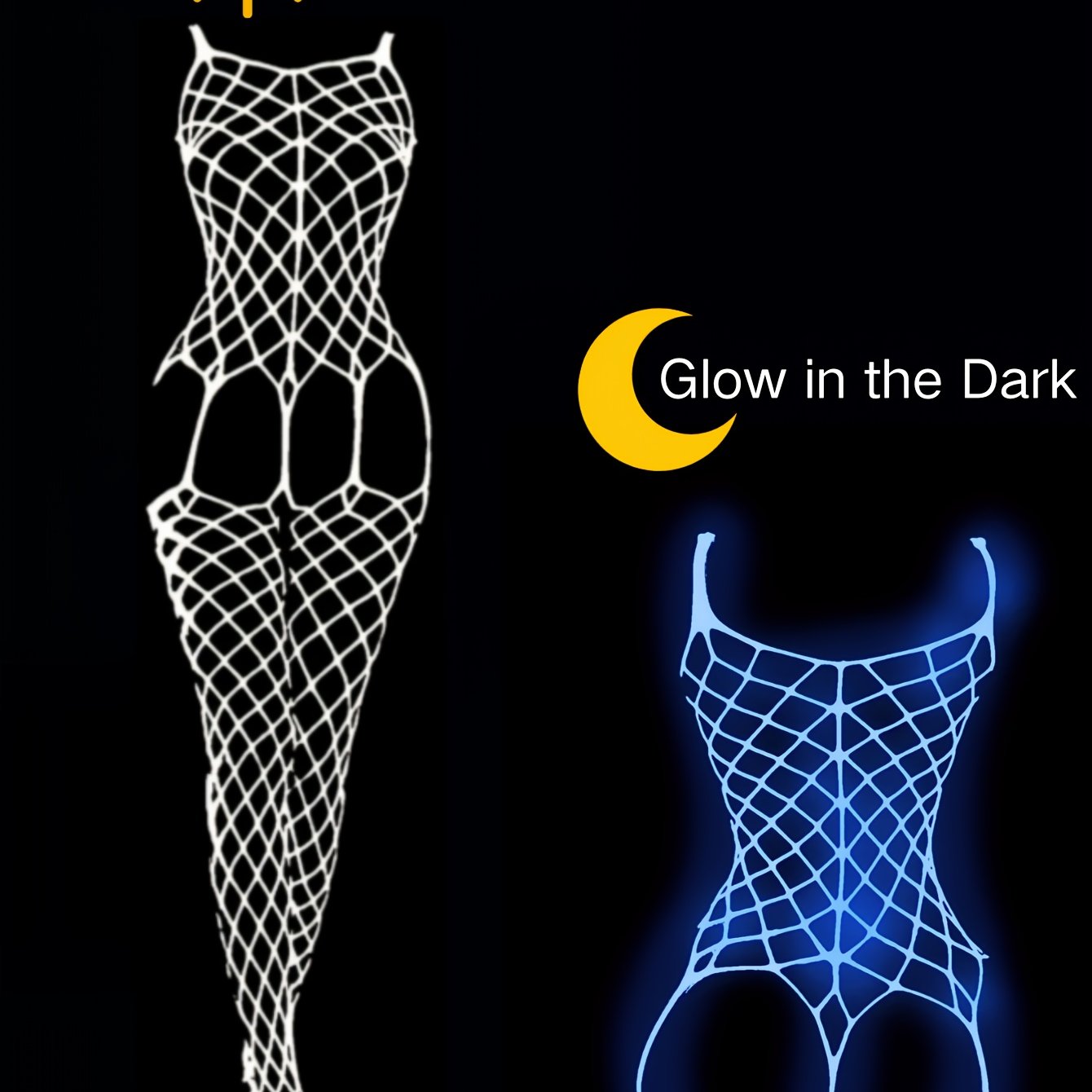 Medias de cuerpo hueco de color sólido para mujer adulta que brillan en la oscuridad azul