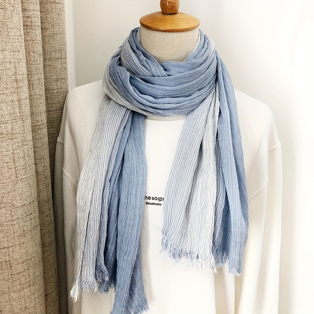 Cotton Linen Striped Scarf for Men Women Autumn Winter Fashion Accessory