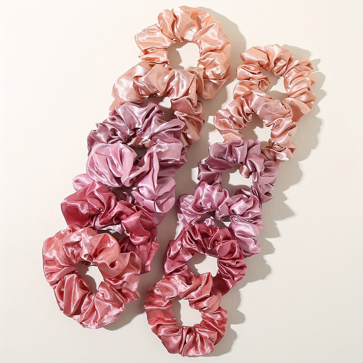 Set of 12 Satin Silk Hair Ties for Women, Jumbo Elastic Scrunchies