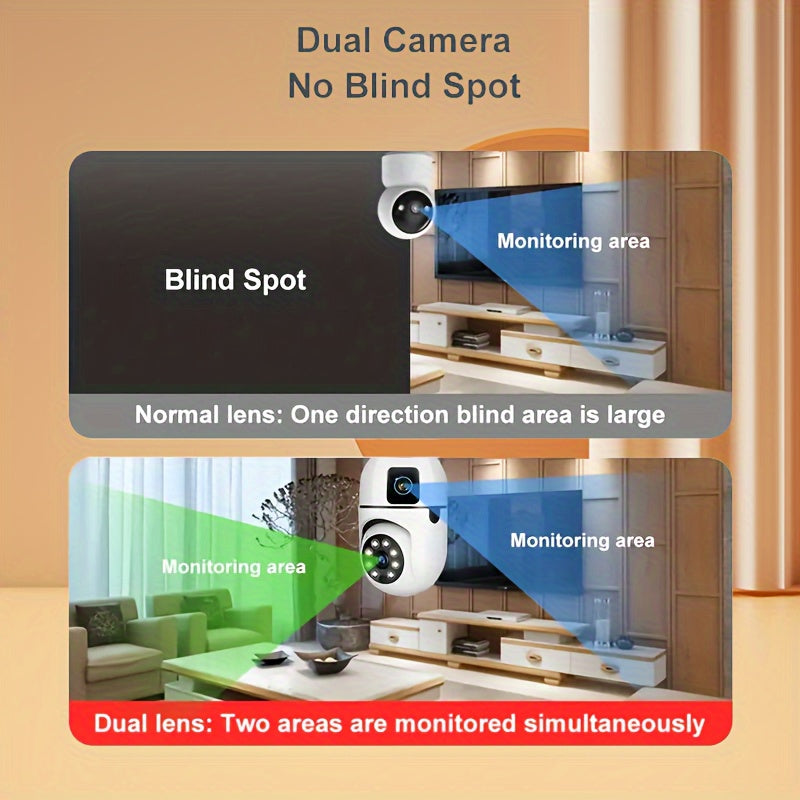 360° Panoramic Security Camera 1080P HD Dual Lens Motion Detection Indoor Outdoor