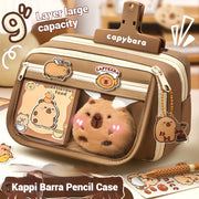6-Piece Capybara Pencil Case Set with Zipper Canvas Bag Storage Box Notepad and Accessories