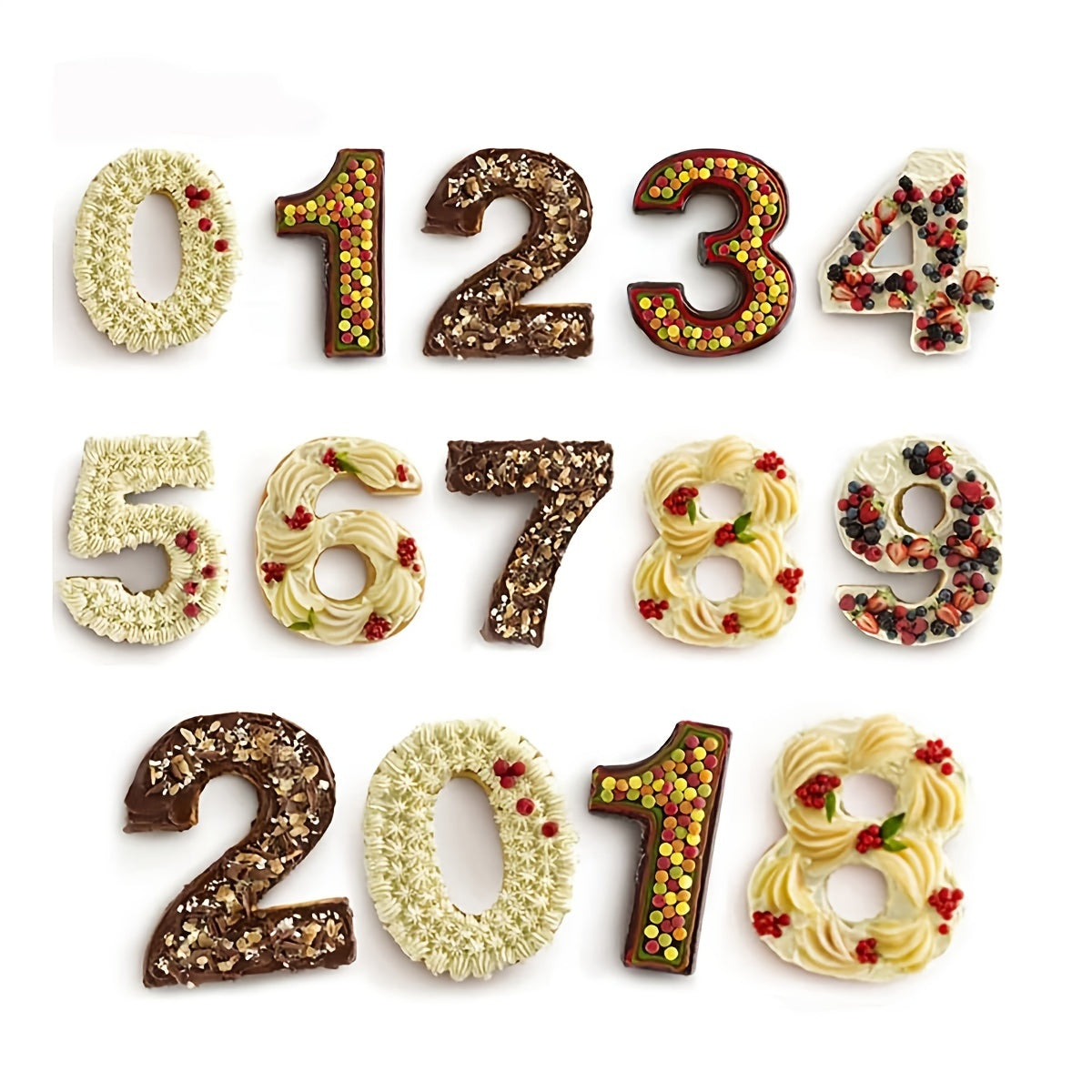 Juego de 9 moldes de silicona 3D para fondant, chocolate y decoración de pasteles