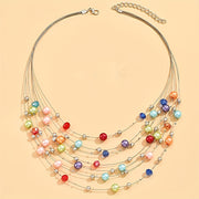 Ручная многослойная богемная ожерелье с мерцающими искусственными жемчужинами - сделано мастерами с подлинным шармом - женственный и изысканный подарок для дам - каждое изделие имеет уникальные цветные бусины, случайно расположенные.
