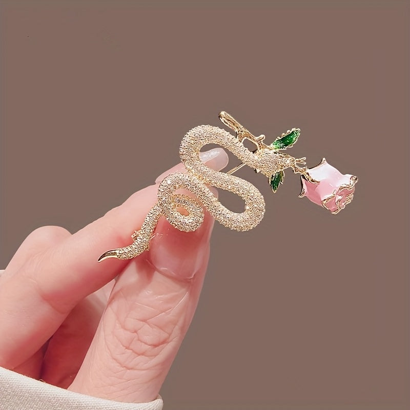 Rose Bouquet Brooch with Rhinestone Detailing for Sweaters and Suits