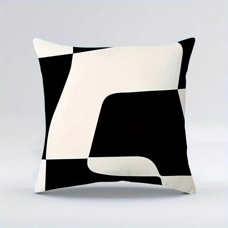 Geometric Abstract Art Pillowcase Black and White Double-Sided Decorative Pillow