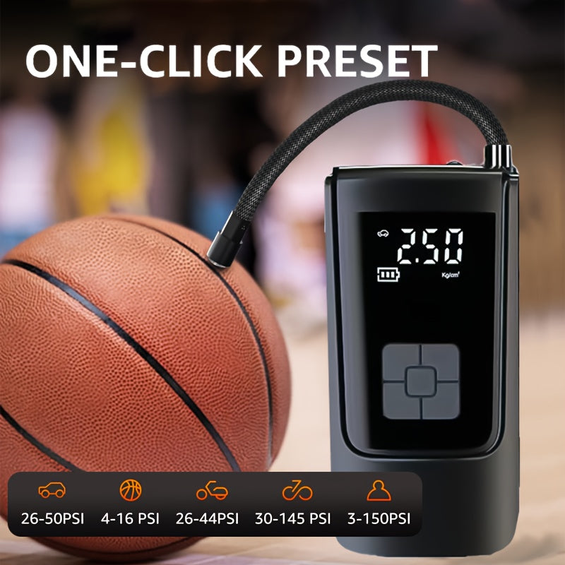 Портативный насос для накачки шин с манометром и светодиодной подсветкой для автомобиля и велосипеда