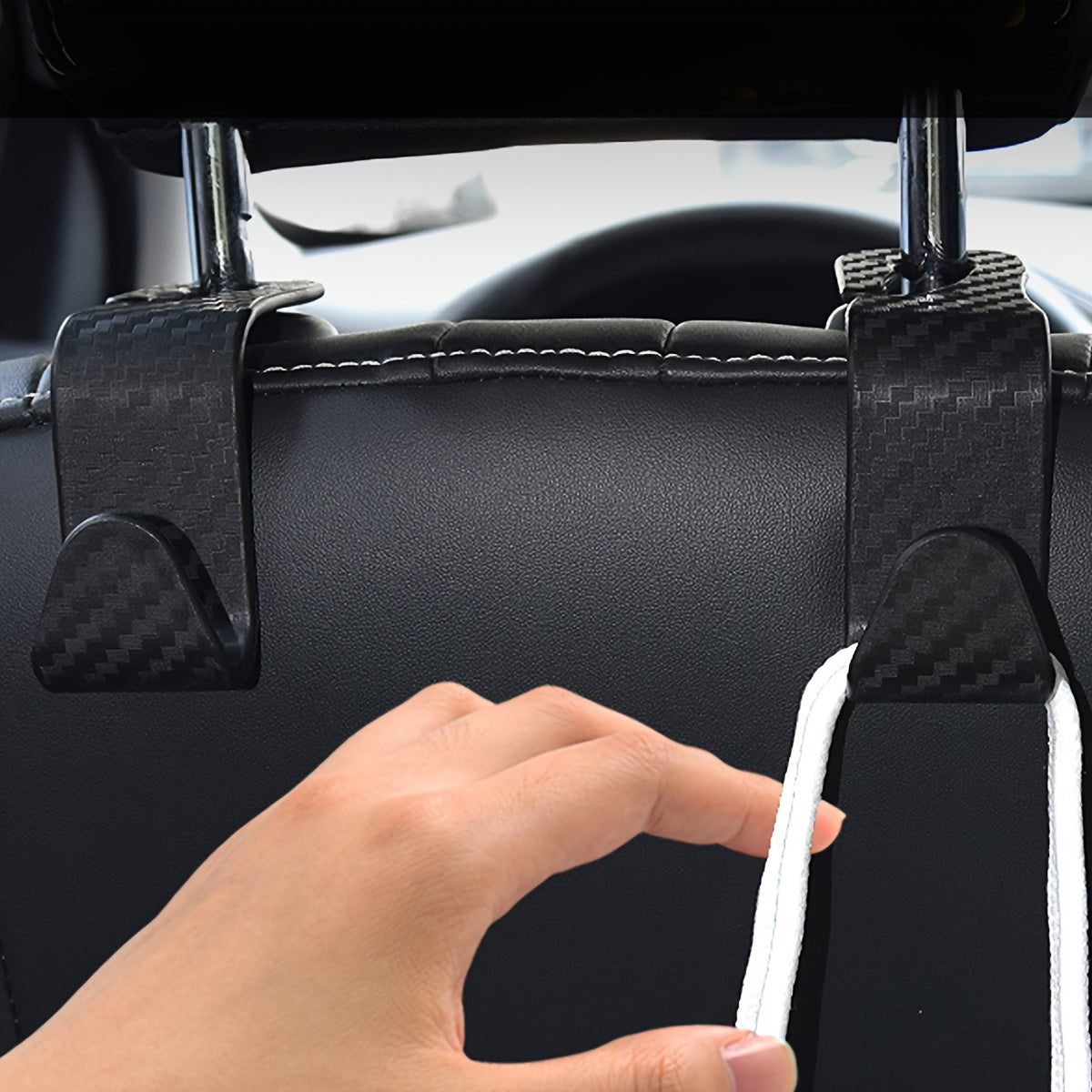 2PC Black Car Seat Back Hooks Adjustable Headrest Organizers for Bags Clothes