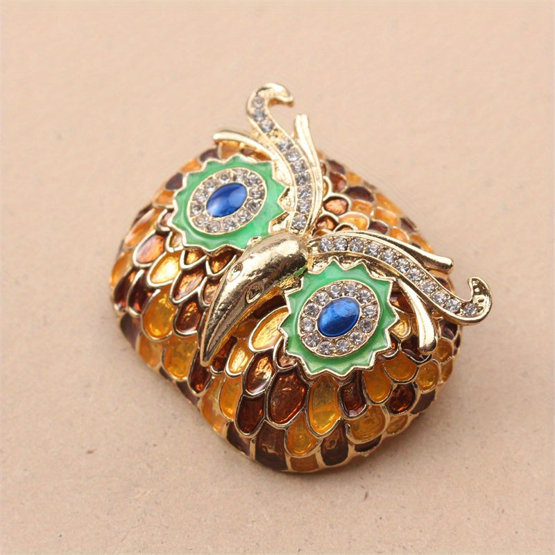 Owl Brooch for Women Enamel Pin with Rhinestone Eyes Stylish Bird Accent Jewelry