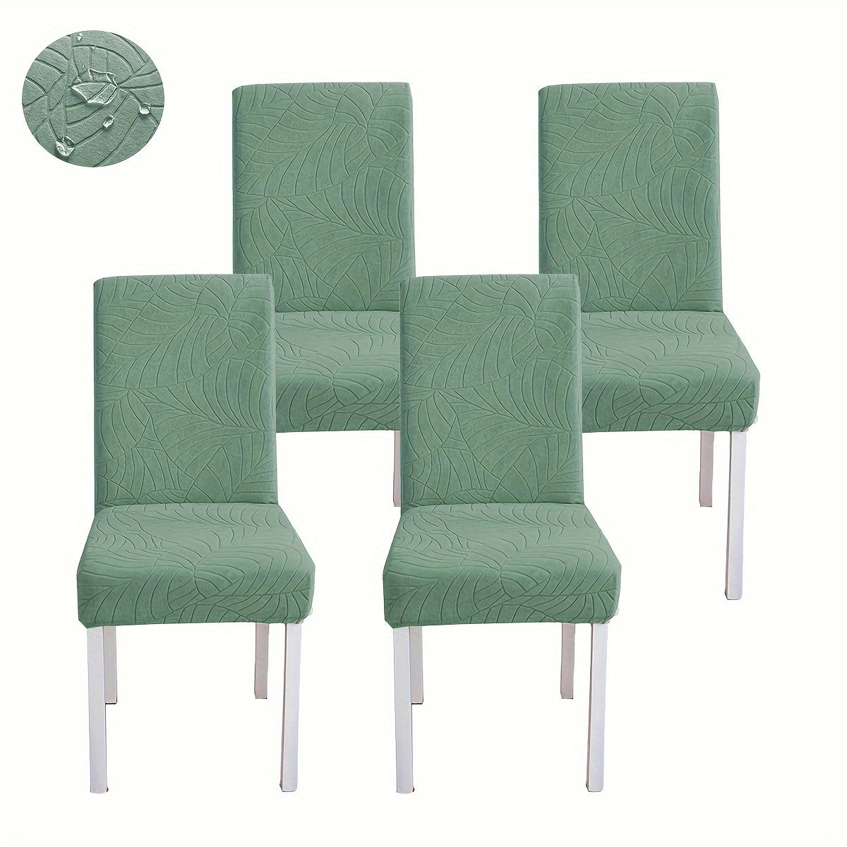 4/6pcs Anti-Splash Leaf Textured Washable Pet-Friendly Chair Covers for Home Decor
