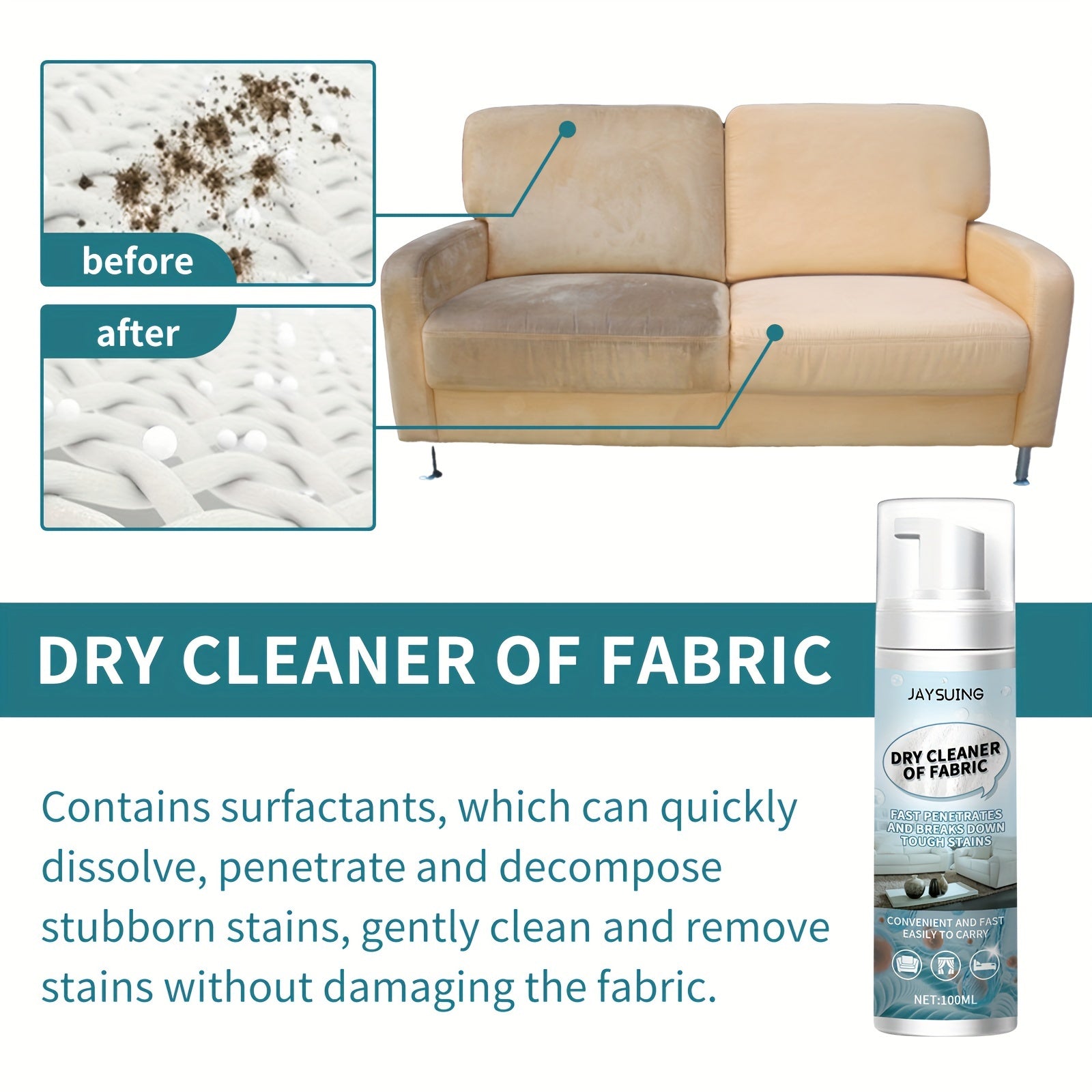 Foam Cleaner for Rvs, Clothing, Carpets and Sofas Stain Remover