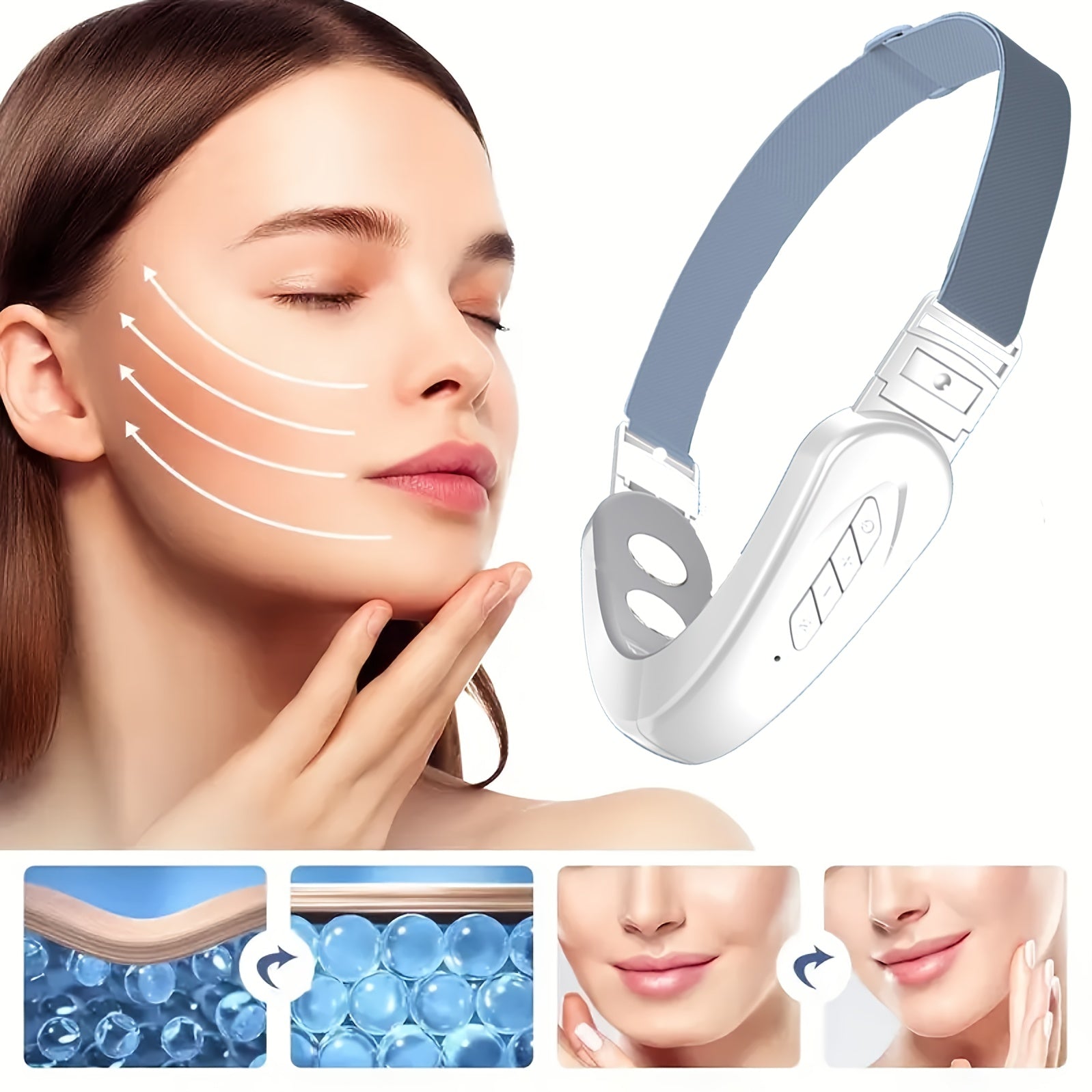 Rechargeable Facial Massager Belt with USB Charging and Gentle Vibrations for Men and Women