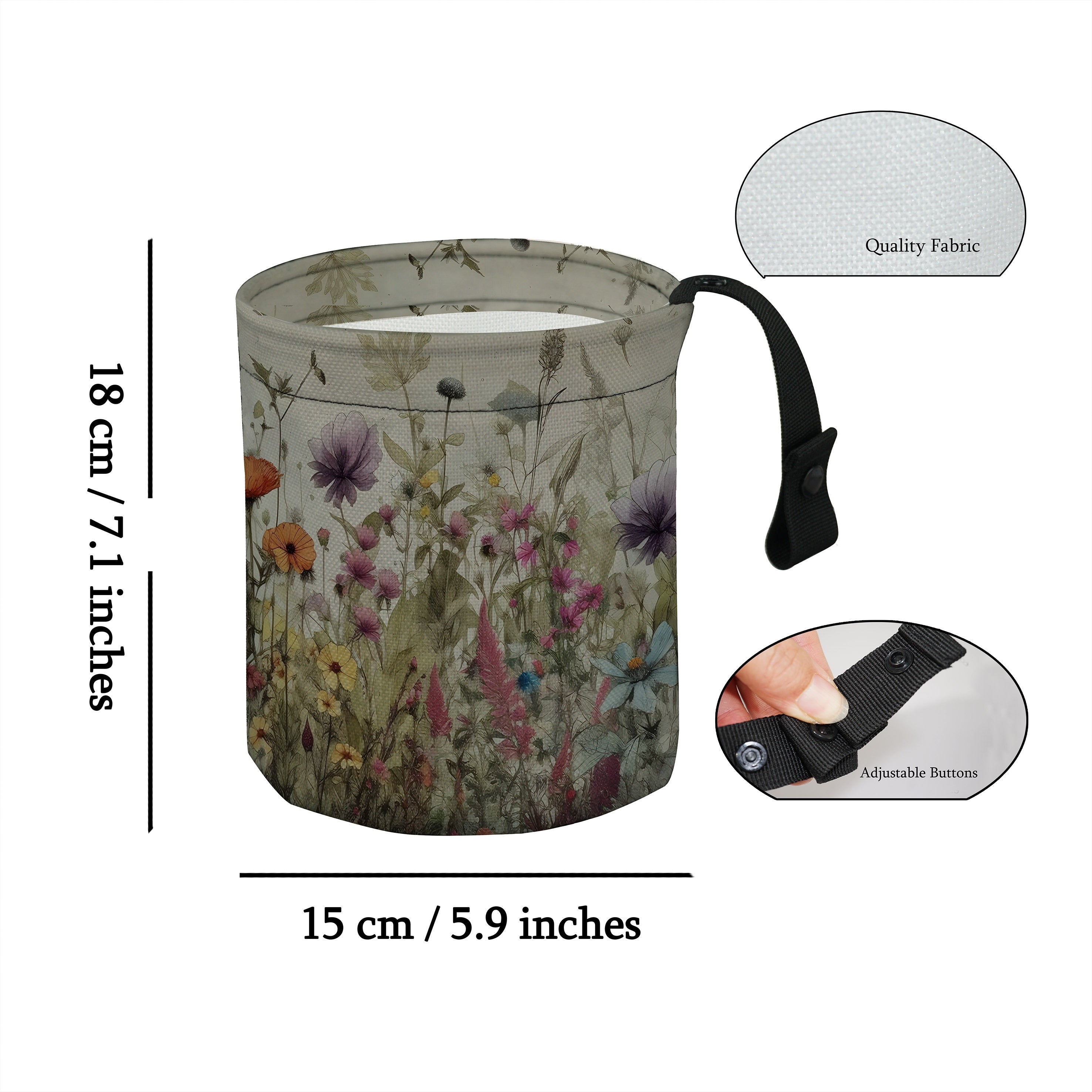 Watercolor Flowers Hanging Car Trash Can Waste Bin for Car Kitchen Camping