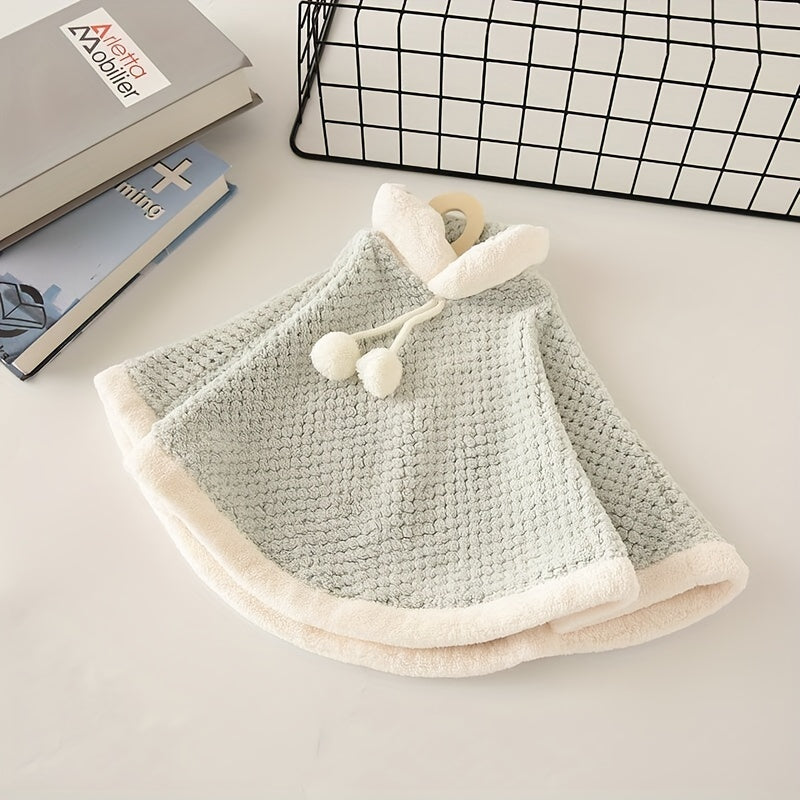 Coral Fleece Hand Towel with Hanger Hook for Kitchen Bathroom Quick Drying