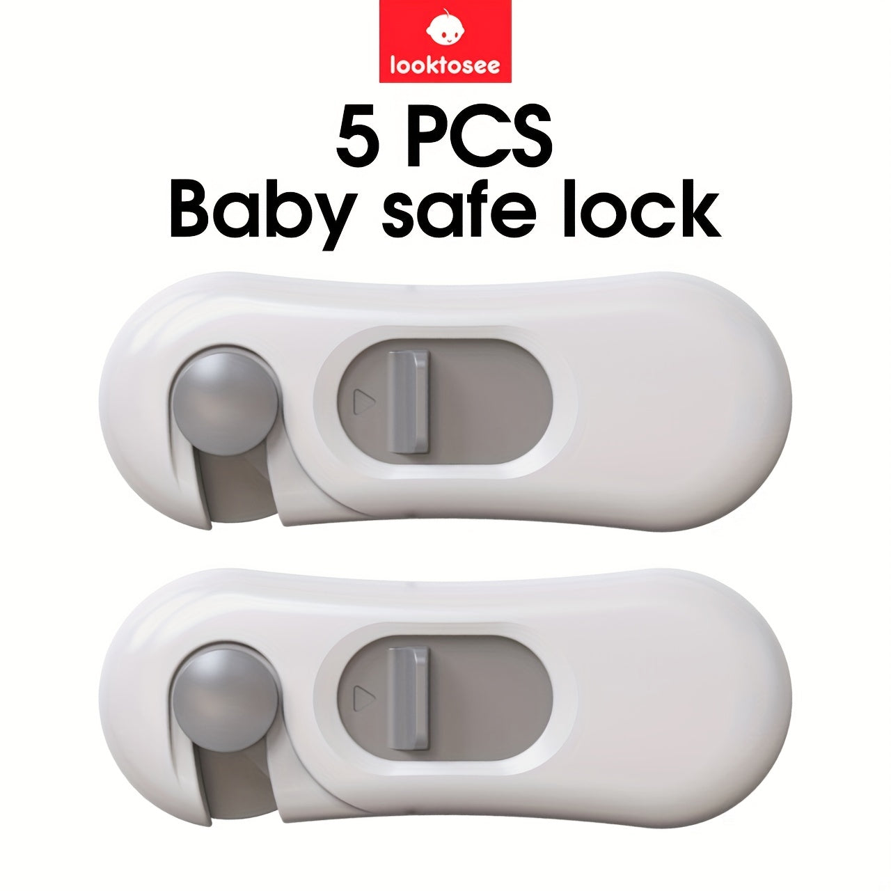 Child Safety Locks 5-Pack for Cabinets Drawers Refrigerator Oven BPA-Free Gray Plastic