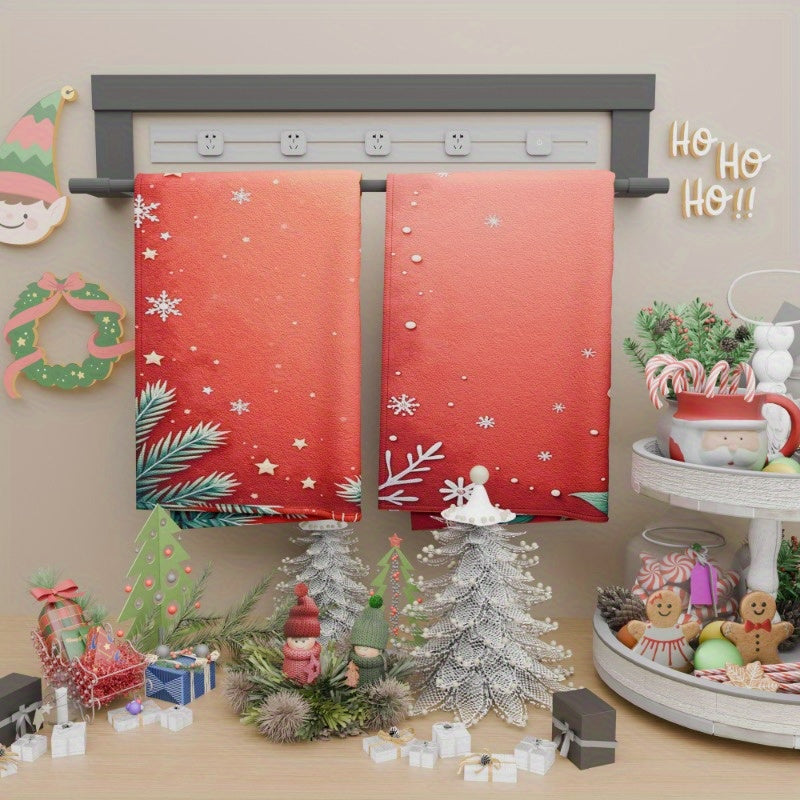 Set of 2 Christmas Kitchen Towels 45.72x66.04cm Snowflake Holiday Decor