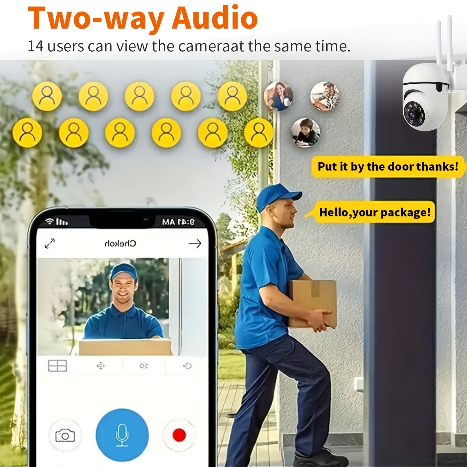 YIIYRY Aqlli Uy Xavfsizlik Kamerasi 2-Tomonga Audio, Pan/Tilt/Zoom, Kechki Ko'rinish va WiFi Ulanishi bilan ta'minlangan. U USB orqali quvvatlanadi va Aniq Ichki Monitoringni taqdim etadi (Xotira kartasi kiritilmagan).