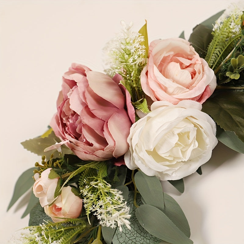 Sun'iy to'y arka to'plami, oq peony va pushti gullar bilan, marosimlar va partiyalar uchun