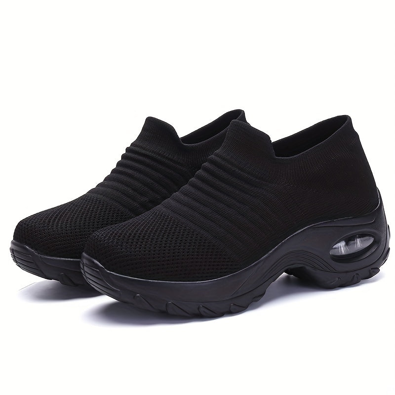 Zapatillas de media caña transpirables para mujer con amortiguación de aire, color sólido, para todas las estaciones