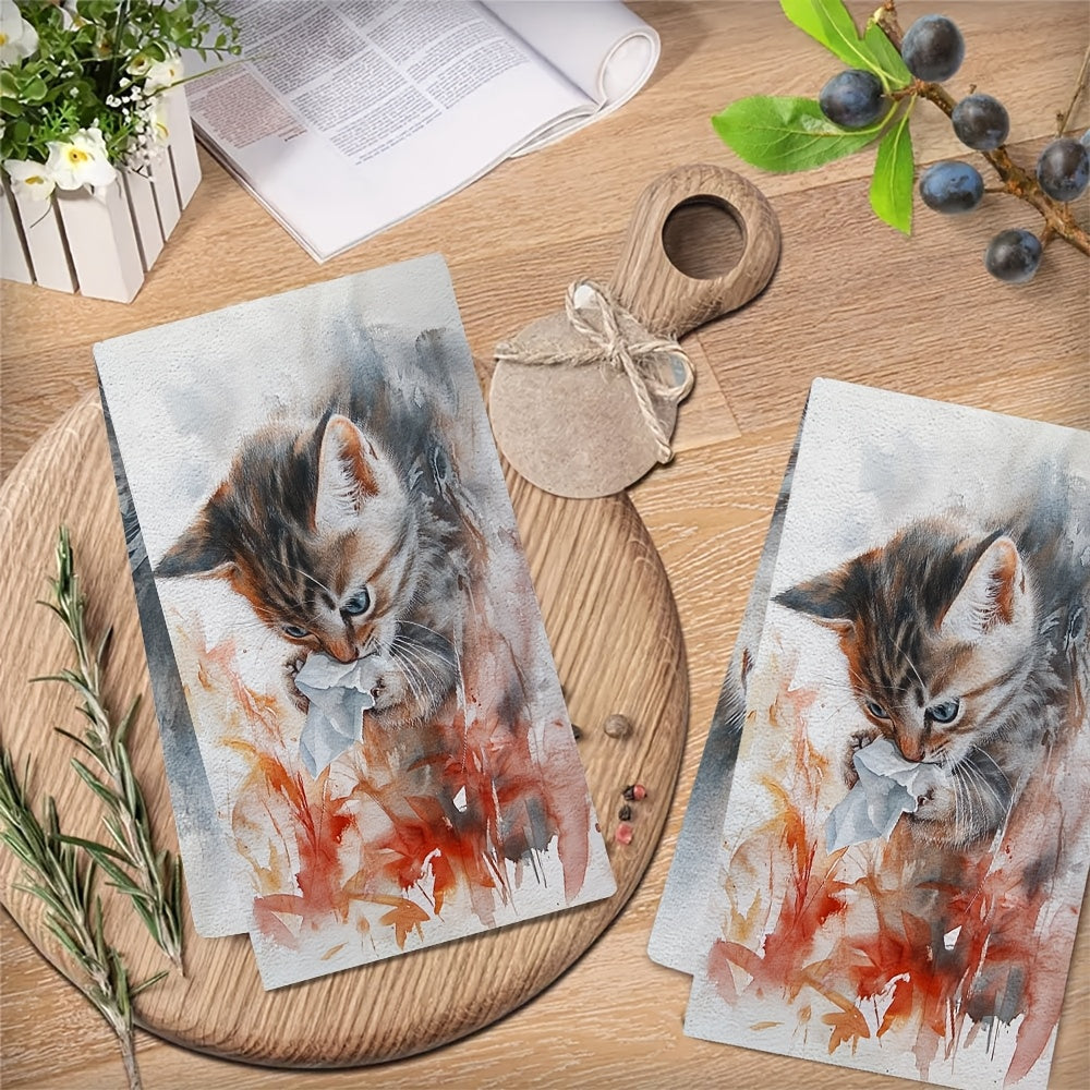 Ultra Soft Kitchen Towels Kitten Tissue Design 40x60cm Absorbent Machine Washable