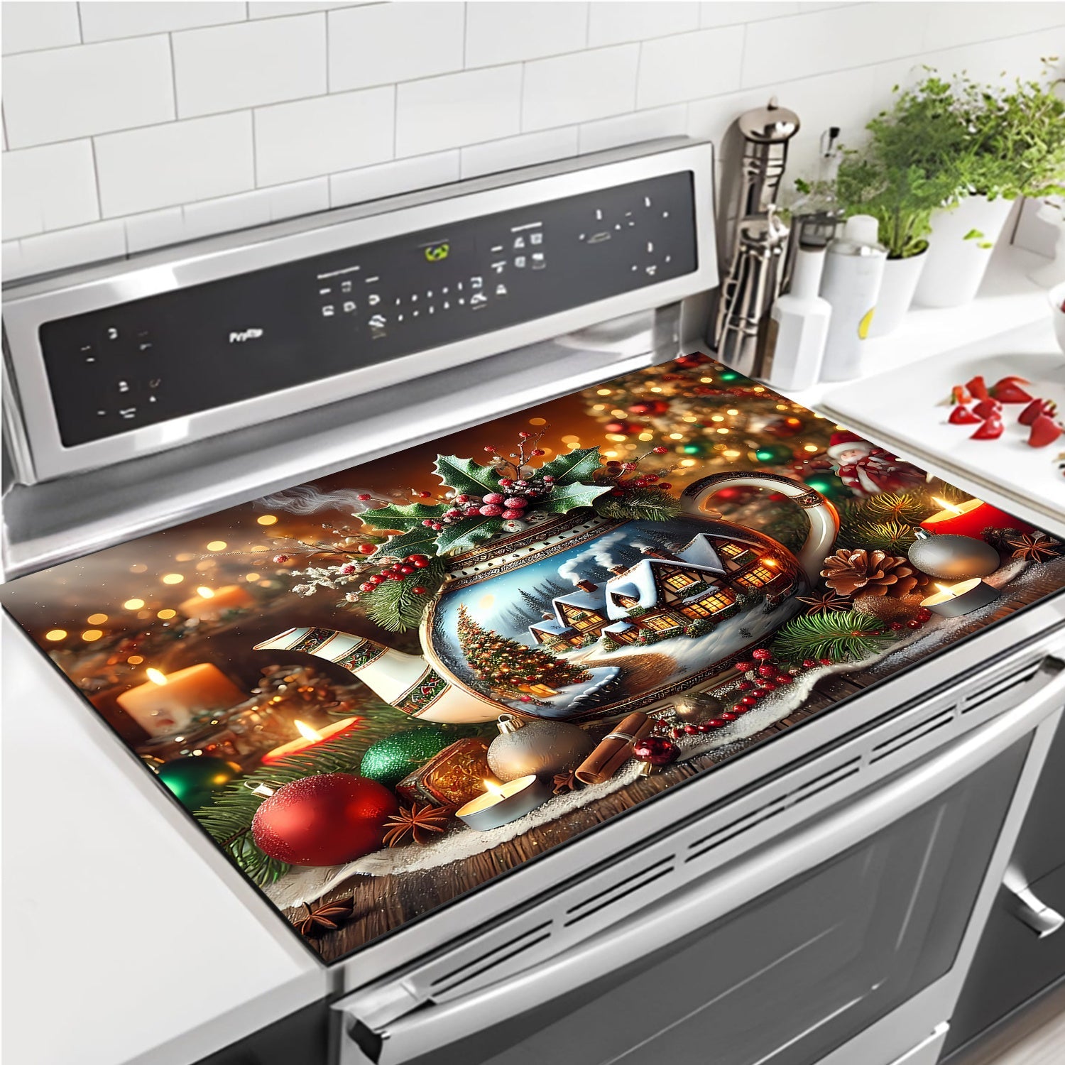 Christmas Themed Stove Top Protector Waterproof Scratch-Resistant Heat-Resistant Cover
