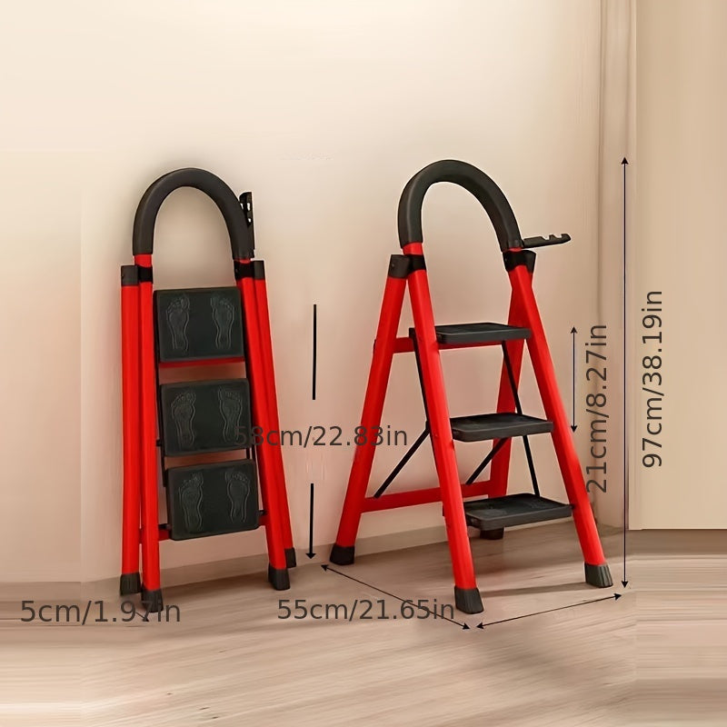 Foldable Metal Plastic 3-Step Ladder for Home Use