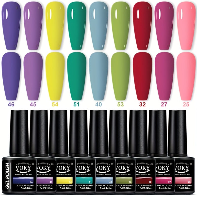 9-Bottle Gel Nail Polish Set Long-Lasting UV LED Hypoallergenic Formaldehyde-Free 0.24 oz