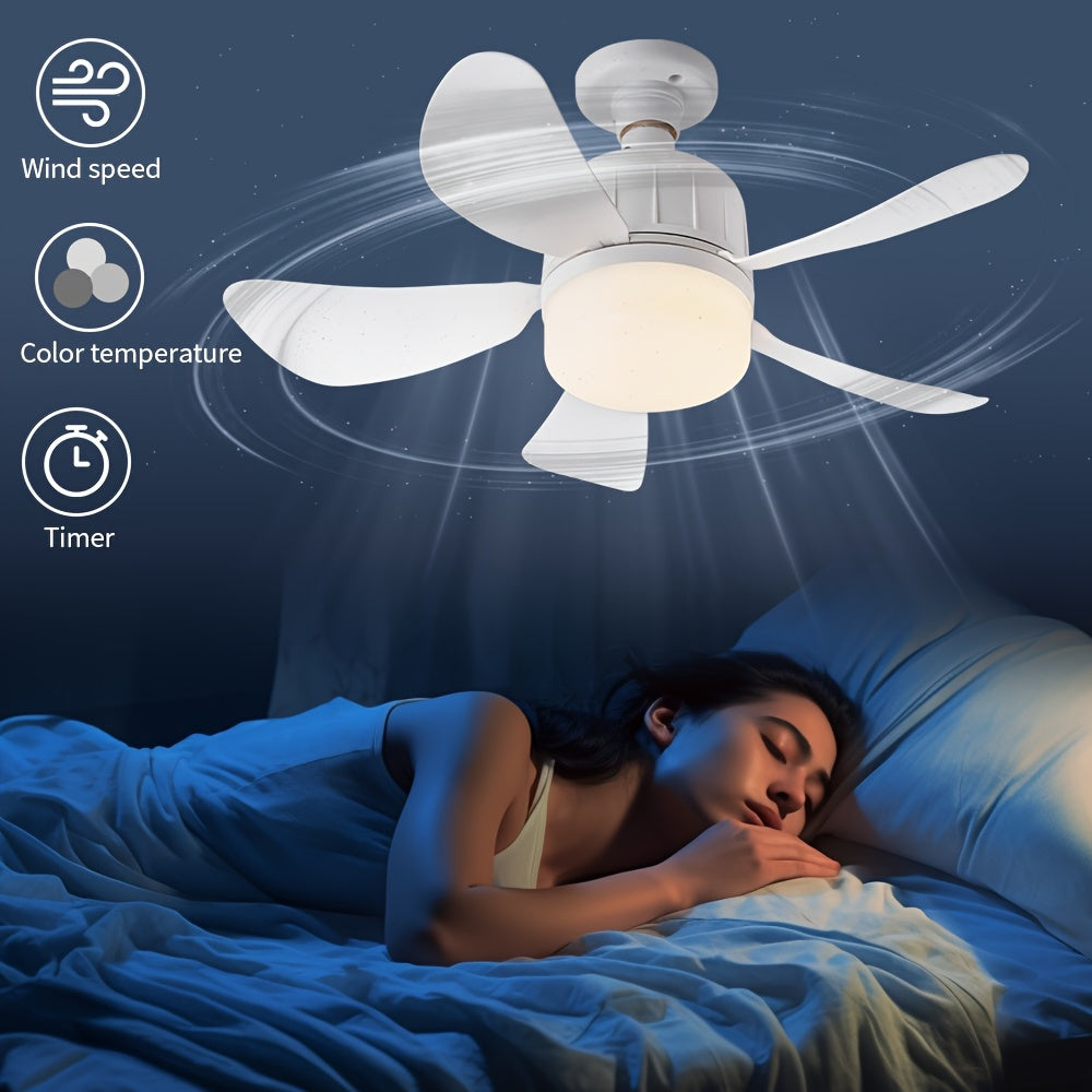 Small Household Fan Light with Remote Control E27 Screw Socket Indoor LED Fan