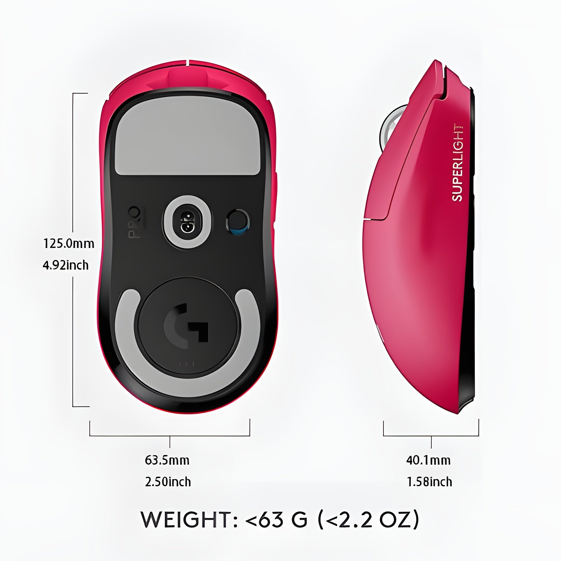 Ratón inalámbrico para juegos LIGHTFORCE con interruptores híbridos, sensor HERO 2, 44000 DPI, sondeo de 8K