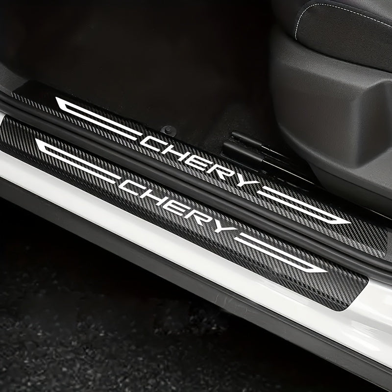 Car Door Sill Protector Set Carbon Fiber Foot Pedal Interior Decoration