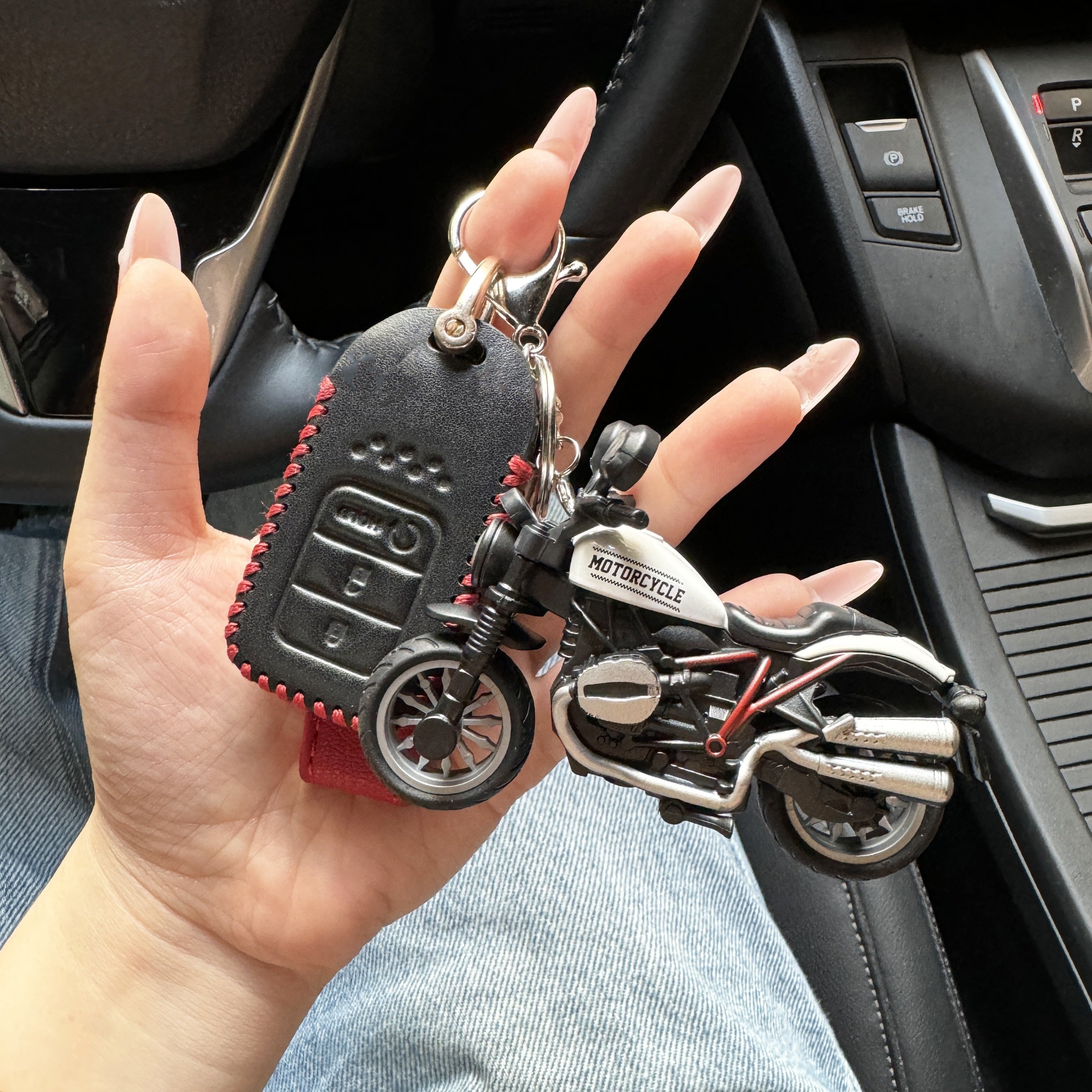 Mini Motorcycle Model Car Keychain Trendy Key Holder Stylish Keyring for Men Women