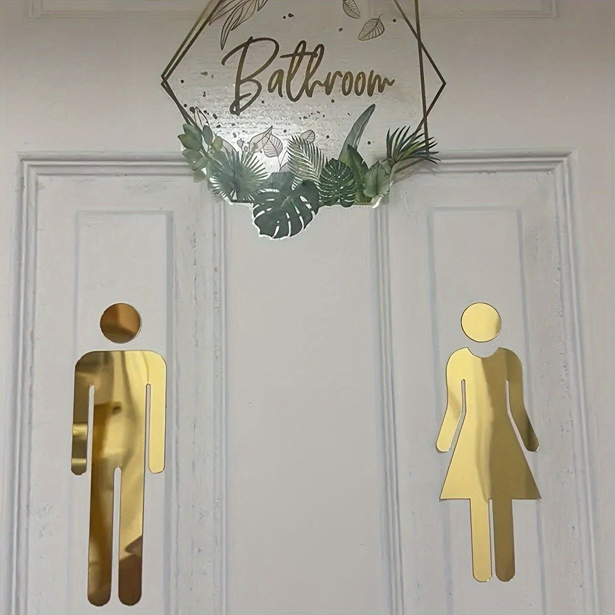 Self-Adhesive Bathroom Signs for Men and Women Silver Gold Tone Office or Business Decor