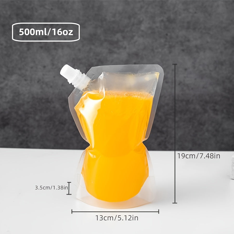50pcs Disposable Beverage Bags for Milk Tea Juice with Self-Standing Suction Mouth