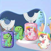 Cepillo de dientes eléctrico en forma de U para niños, limpiador dental, temporizador de seis velocidades