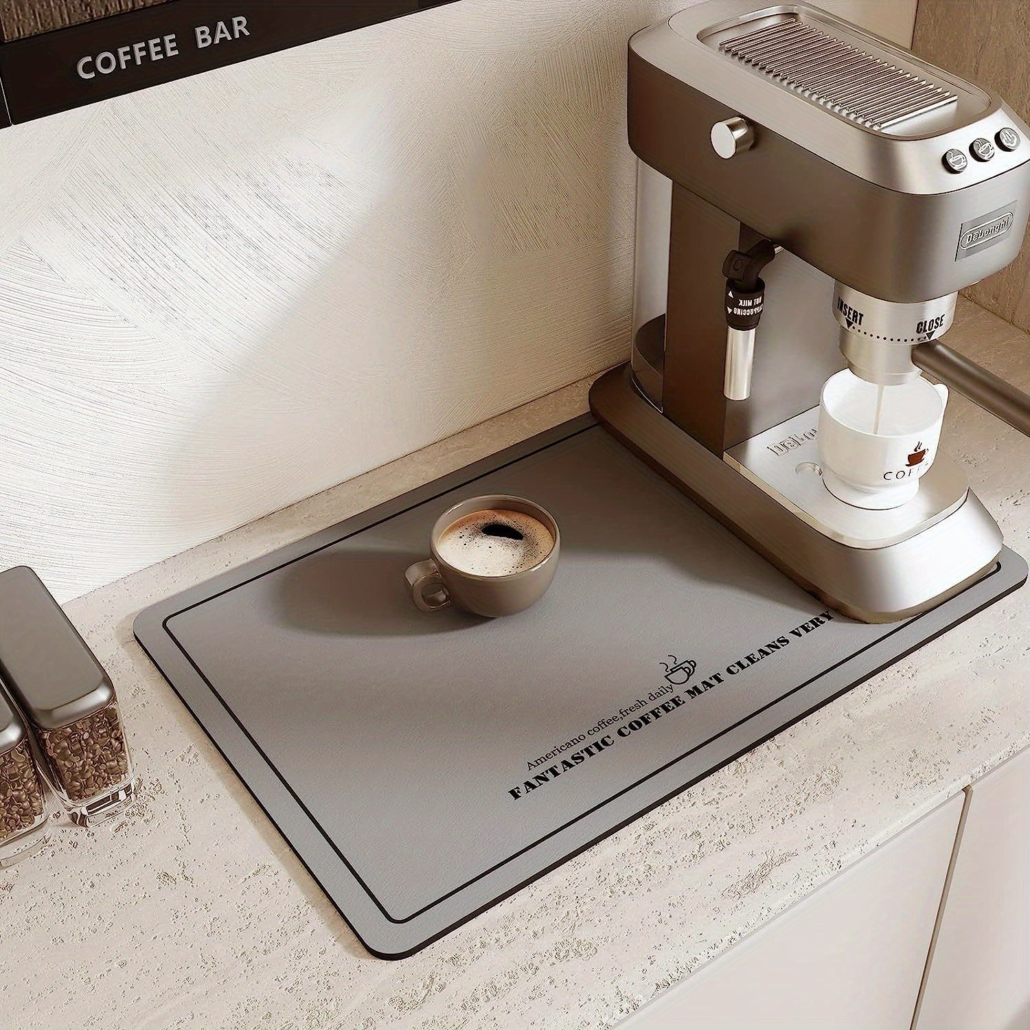 Coffee Bar Countertop Mat Absorbent Drying Pad with Rubber Backing for Coffee Maker
