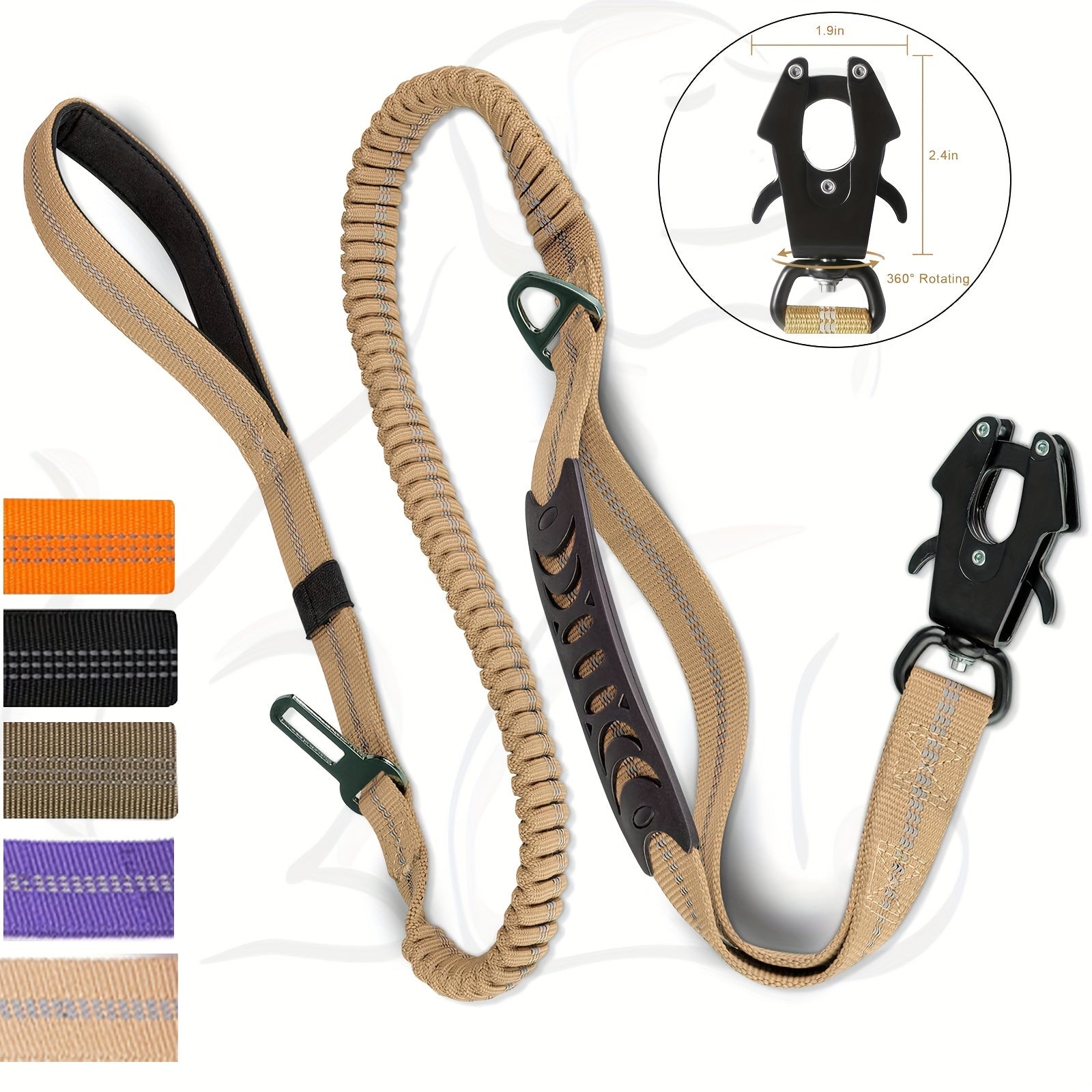 Durable Tactical Dog Leash with Quick Release Carabiner Reflective Nylon for Medium to Large Dogs