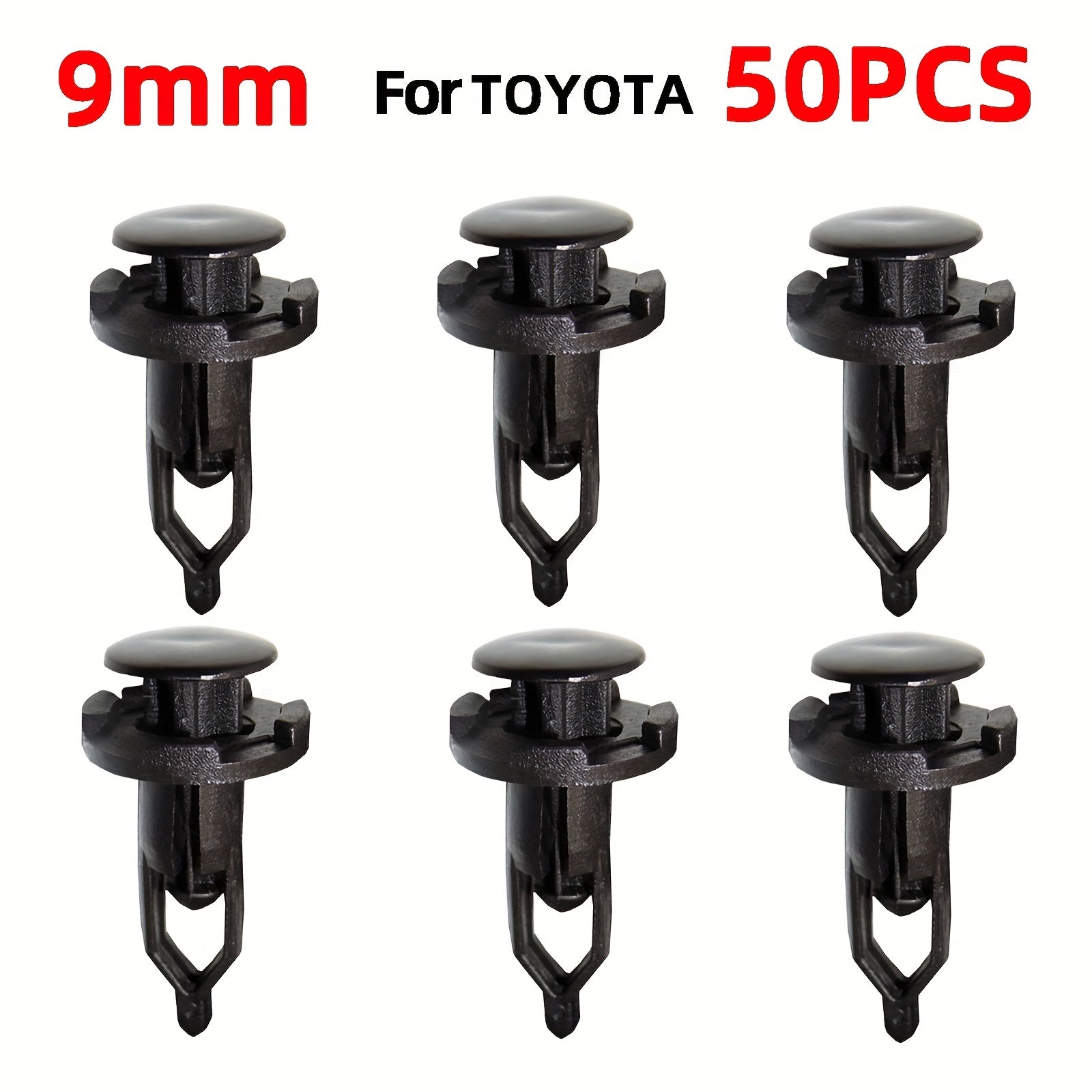 50Pcs 9mm Plastic Auto Fastener Clips Car Bumper Retainer Rivet