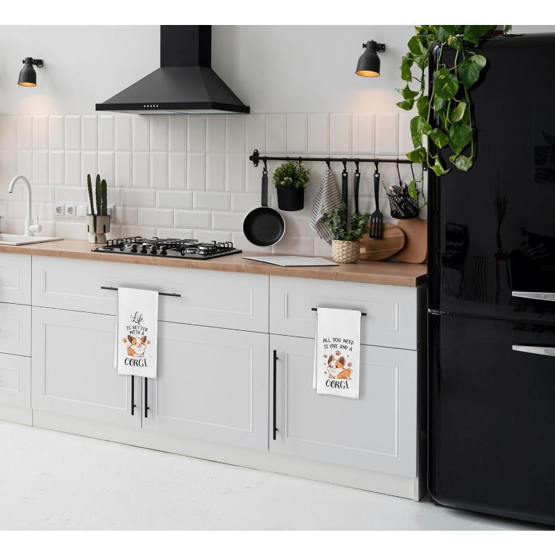 Набор из 2 кухонных полотенец 45x66 см с дизайном с юмором о корги для подарков и дома