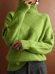 Women's Knit Pullover Sweater High Neck Casual Warm}