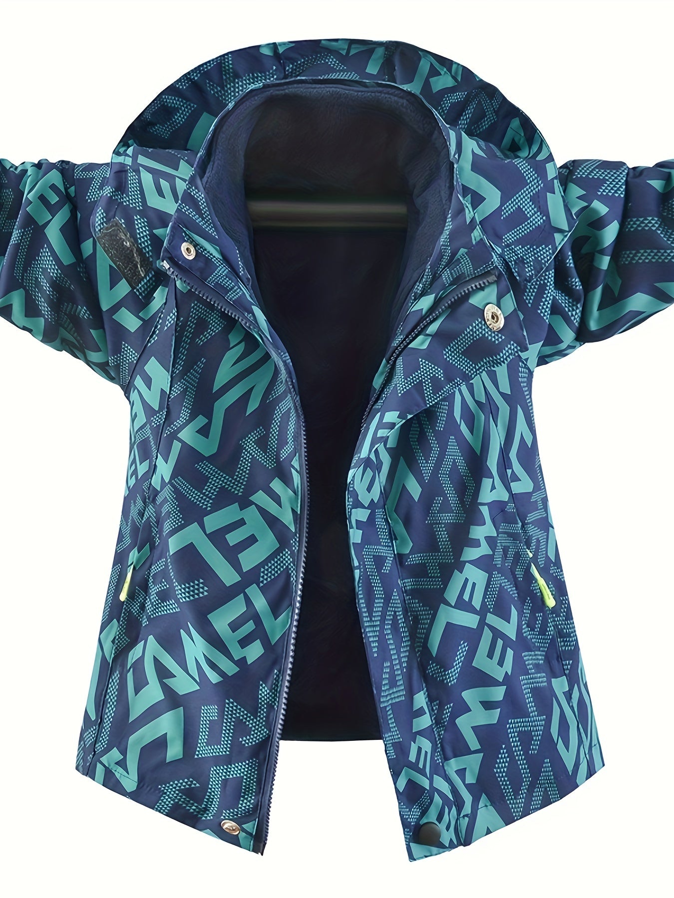 Детские мальчики длинные рукава флисовые куртки с принтом букв, застежка-молния, осень-зима, повседневные