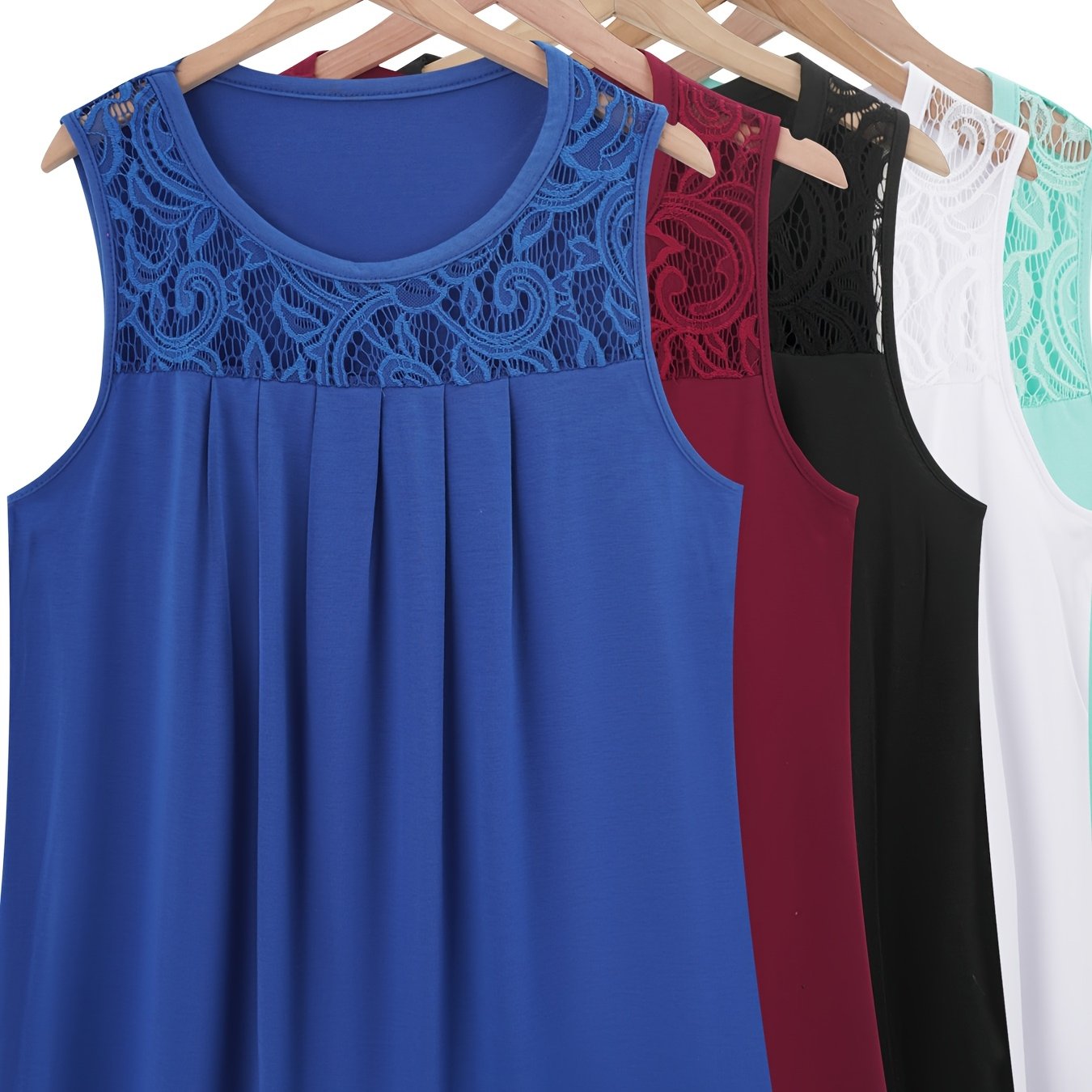 Женские майки с кружевной отделкой, 5 шт., без рукавов, повседневные, весна-лето-осень