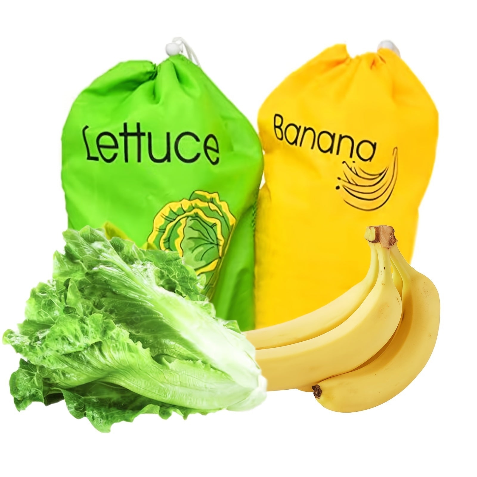 Large Green Vegetable Preservation Food Storage Bag with Drawstring
