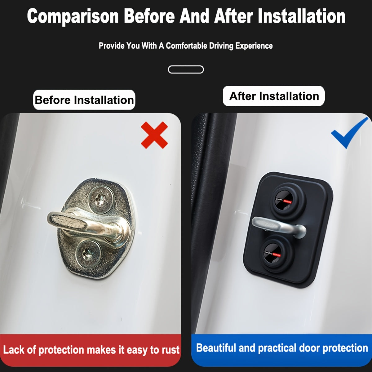4 piezas de almohadillas de absorción de golpes de silicona para cerraduras de puertas de coche, reducción de ruido
