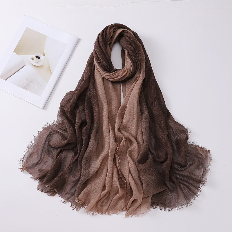 Women's Bohemian Gradient Hijab Scarf Polyester Stretchy Tie-Dye Multi-Color for Outdoor and Ramadan