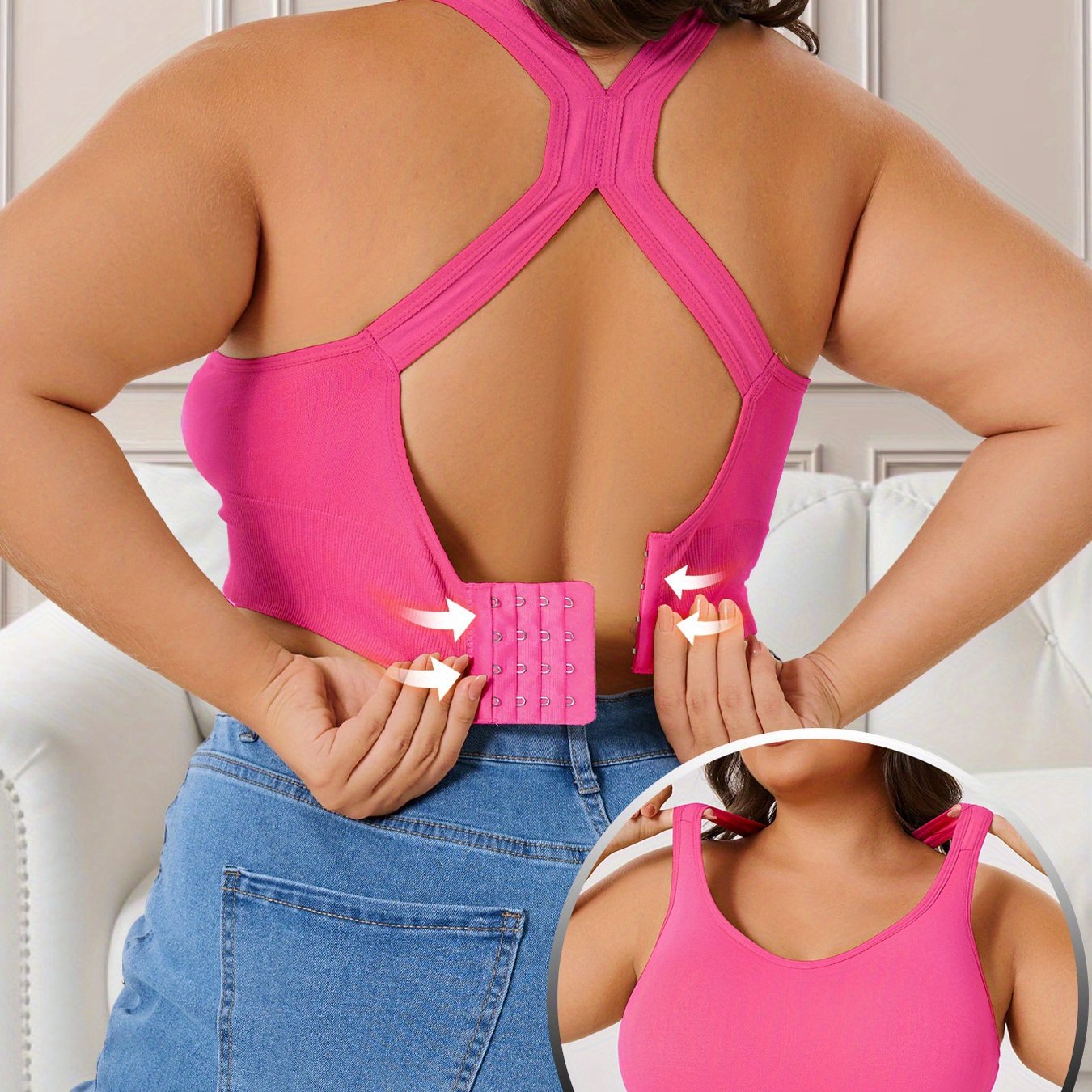 Women’s Breathable Sports Bra Plus Size Tummy Control Removable Pads