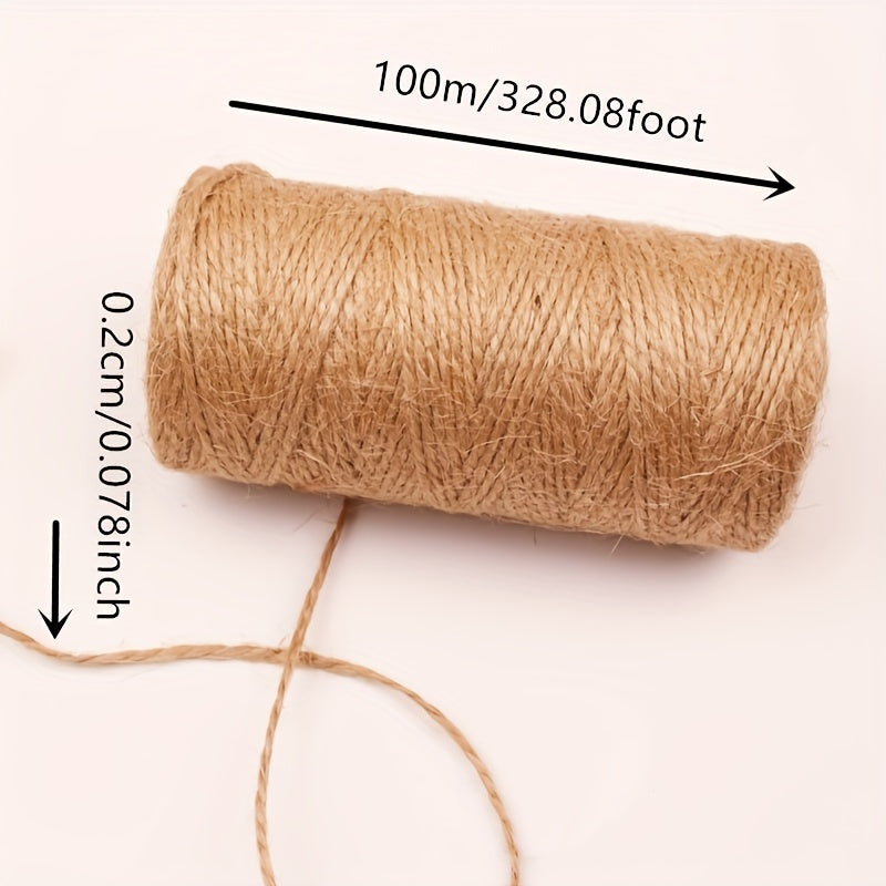 Natural Jute Twine 100m for Gardening Plant Wrapping Arts Crafts Weddings