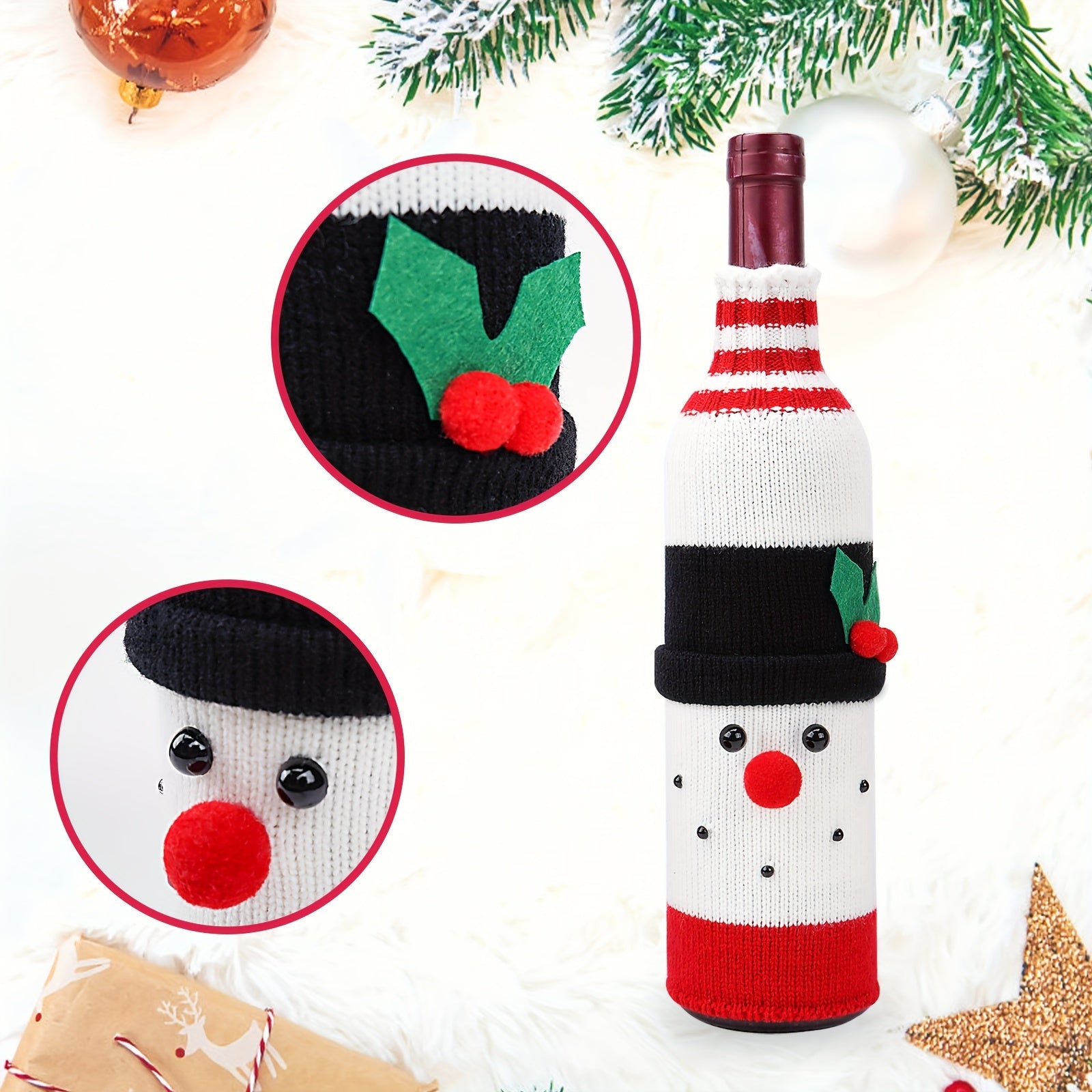 Christmas Themed Beer Bottle Sleeve Insulated Non-Slip Cover for 12oz Bottles