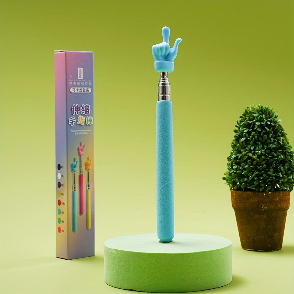 O'qituvchilar uchun tortiladigan zanglamaydigan po'latdan yasalgan barmoq dizayni bilan teleskopik o'qituvchi ko'rsatkichi.