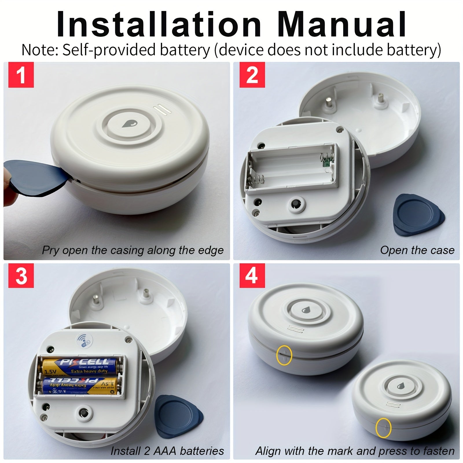 Smart WiFi Water Leak Detector with High Volume Alarm Battery-Powered Mobile Notifications Suitable for Kitchen Bathroom Basement Garage