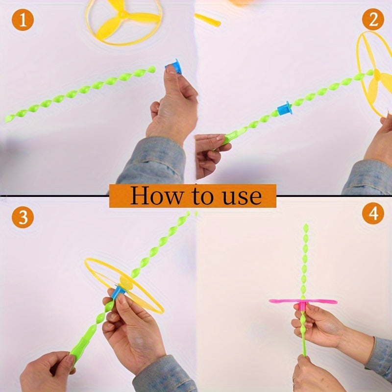 40 Pieces Hand Push and Rotate Disc Helicopter Toy Set for Outdoor Camping Lawn Games